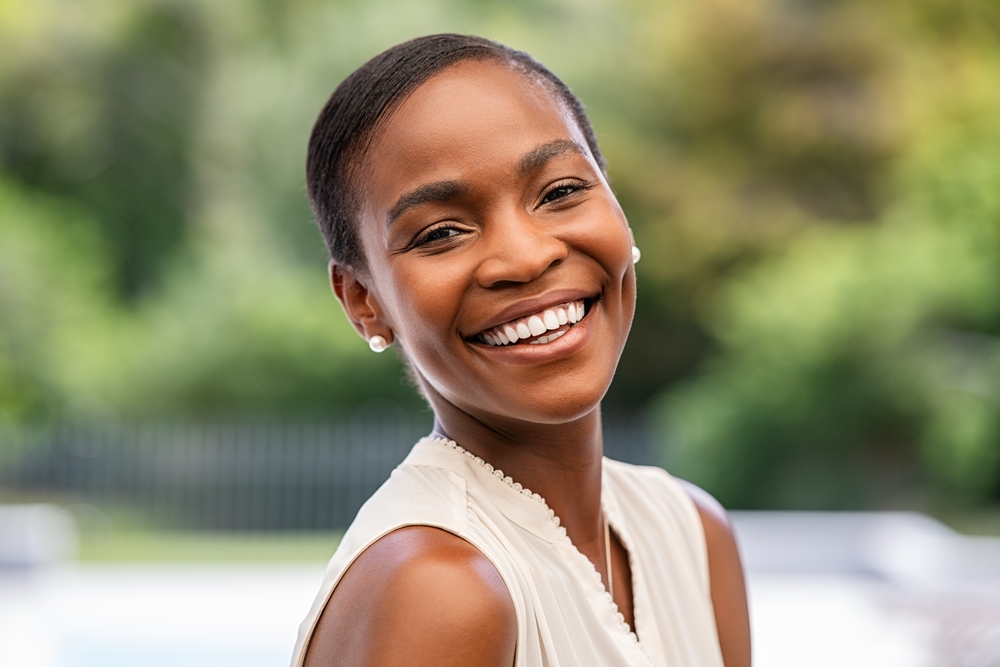 Smiling woman outdoors
